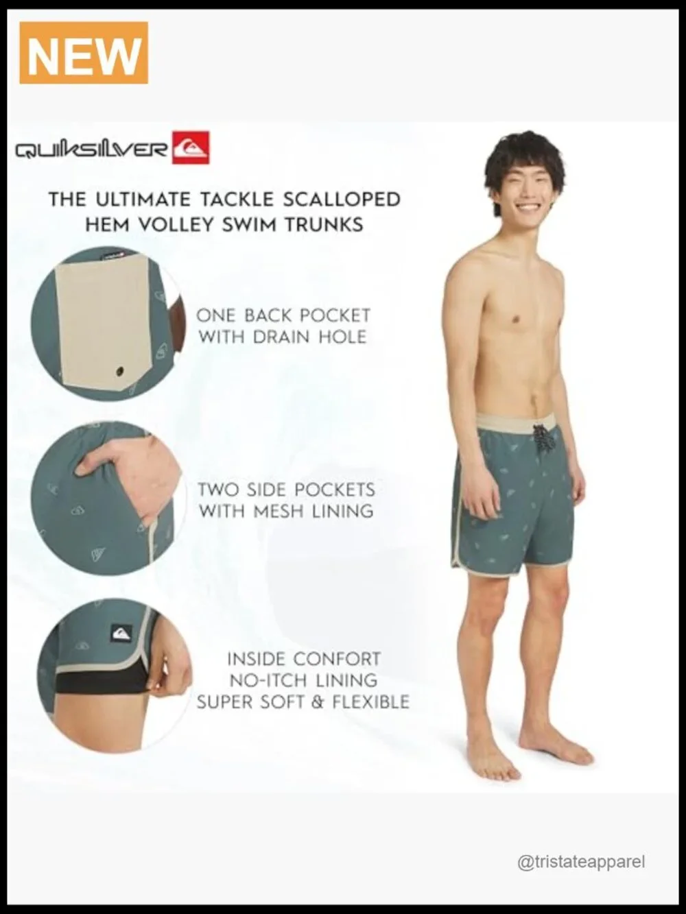 Men's Swim Trunks UPF 50+ Quick Dry Stretch Liner S-XXL Regular Fit