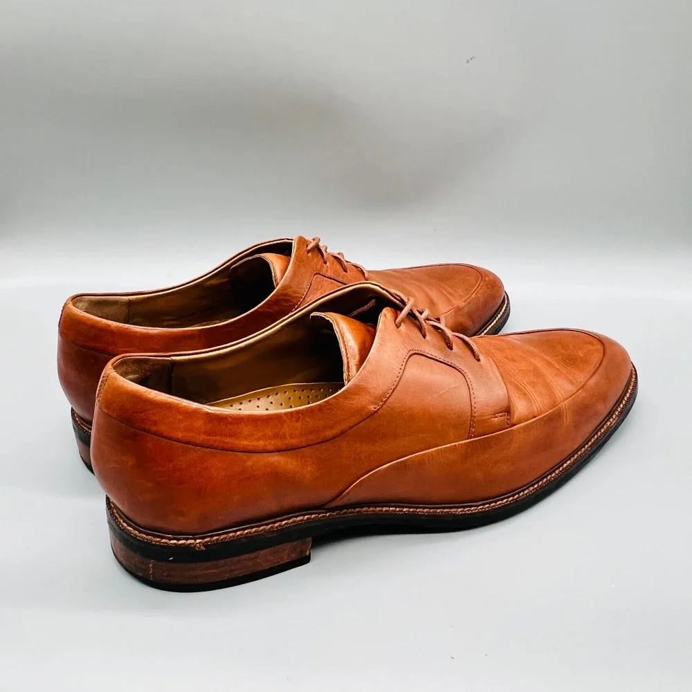 Cole Haan Shoes Mens 11 Brown Leather Grand OS Derby Plain Toe Lace Up Dress