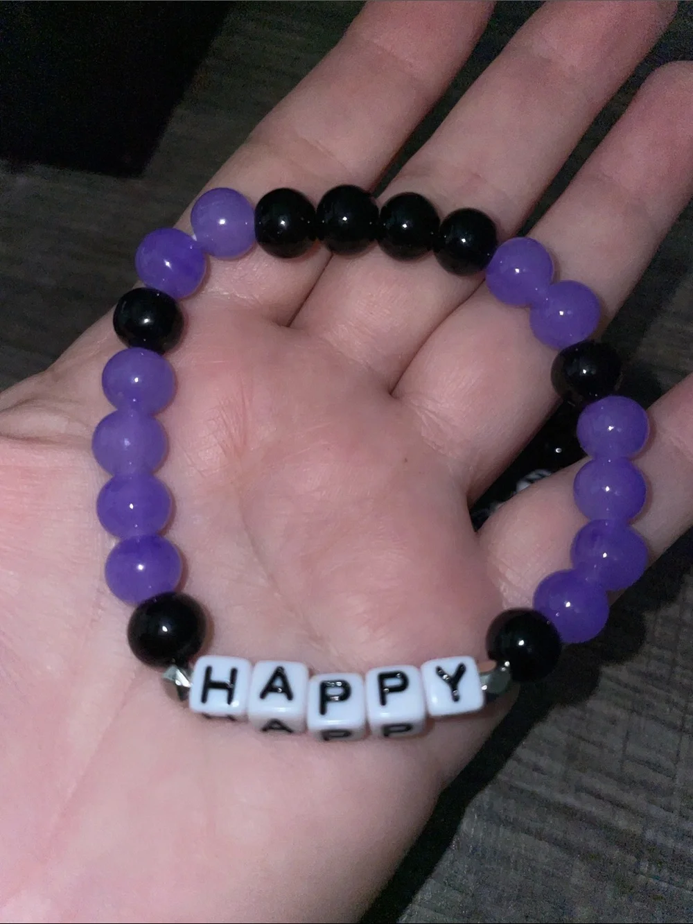 Happy Halloween Bracelets Purple and Black Glass Beads Handmade