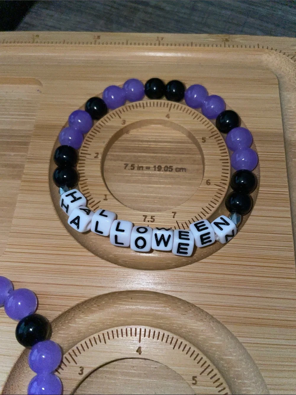 Happy Halloween Bracelets Purple and Black Glass Beads Handmade