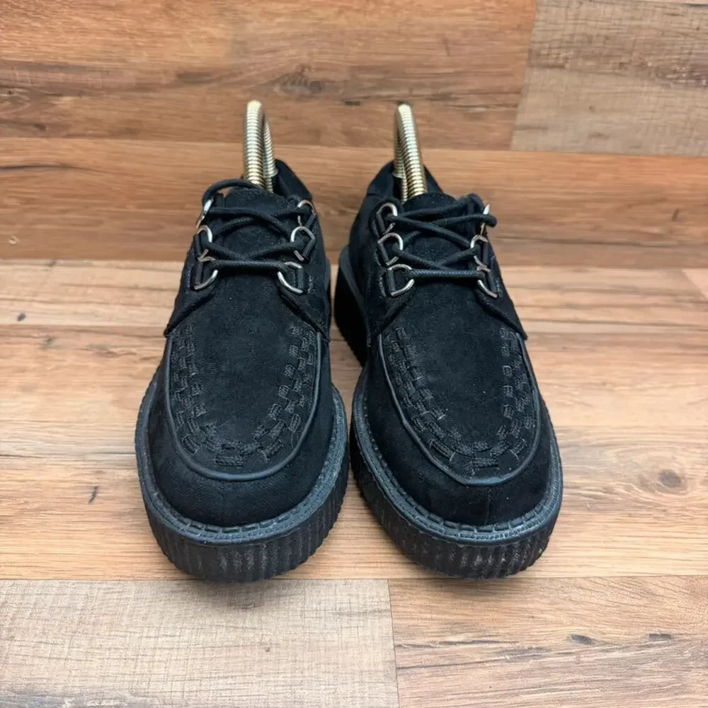 TUK Anarchic Platform Creepers Black Faux Suede Mens 6 Womens 8 Goth Punk
