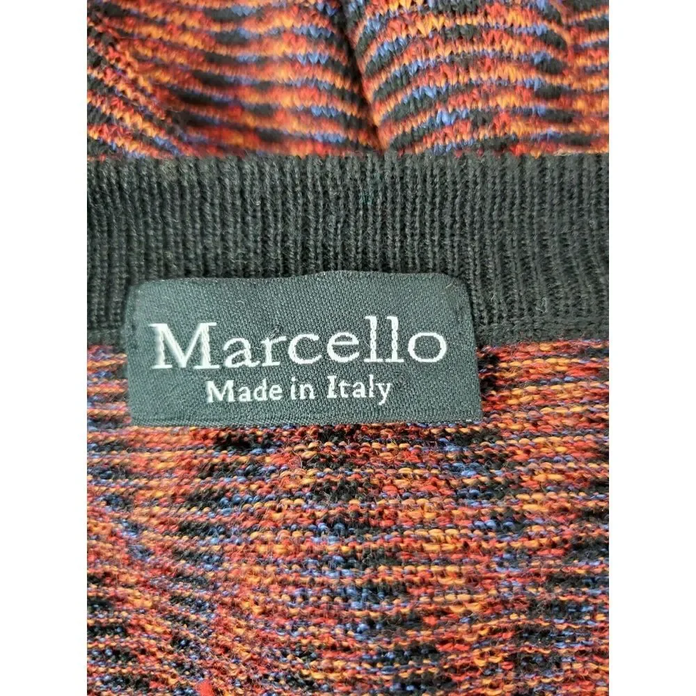 Vintage 90s Marcelo Italy Mens Sweater L Multicolor Knit Cotton Blend‎ LS