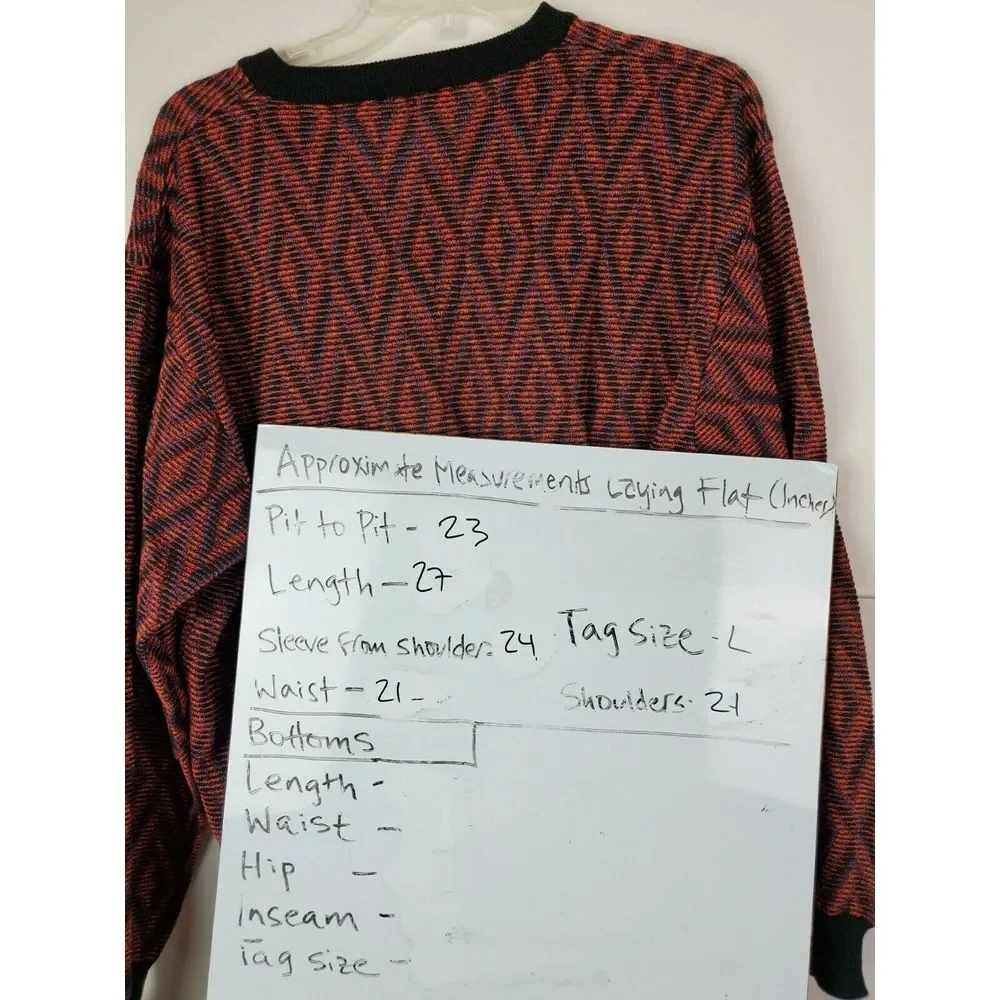 Vintage 90s Marcelo Italy Mens Sweater L Multicolor Knit Cotton Blend‎ LS