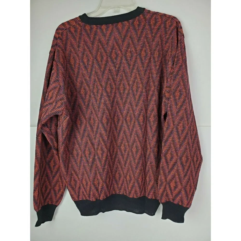 Vintage 90s Marcelo Italy Mens Sweater L Multicolor Knit Cotton Blend‎ LS