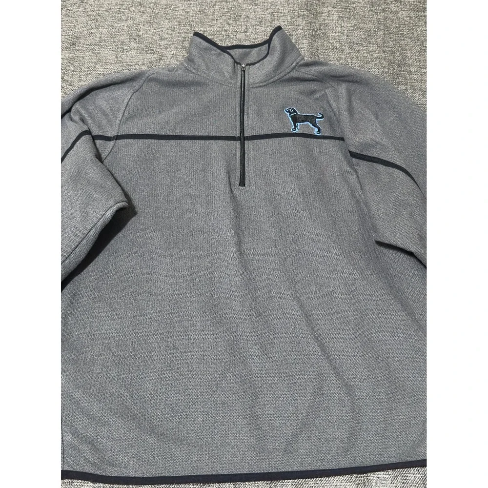Old Navy Mens 2XL Pullover 1/4 Zip Fleece Gray Black Dog Logo 5187