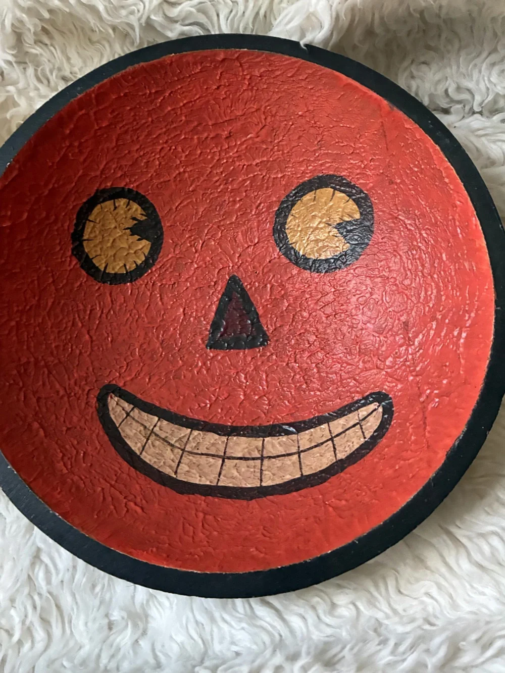 Vintage Kindred Spirits 8” DOUGH BOWL Primitive Jack-o-Lantern