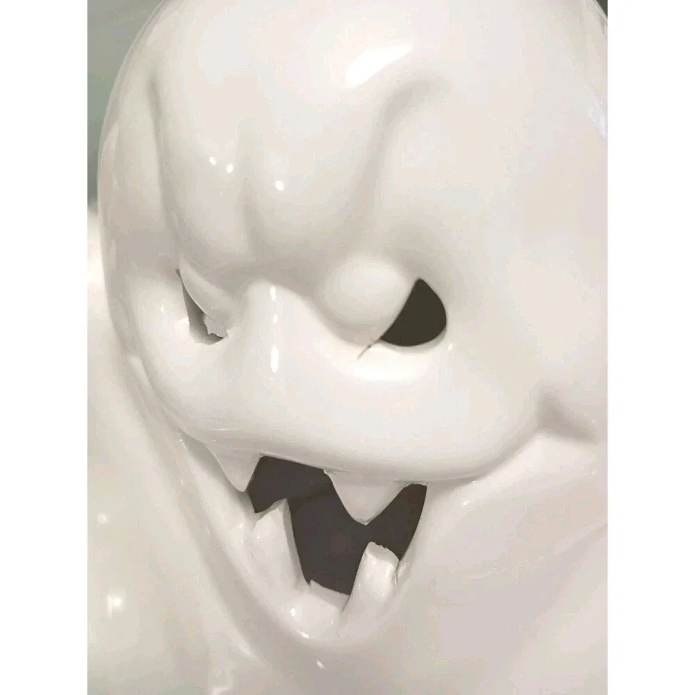 Vintage Lighted Halloween Ghost Ceramic Candy Bowl Dish