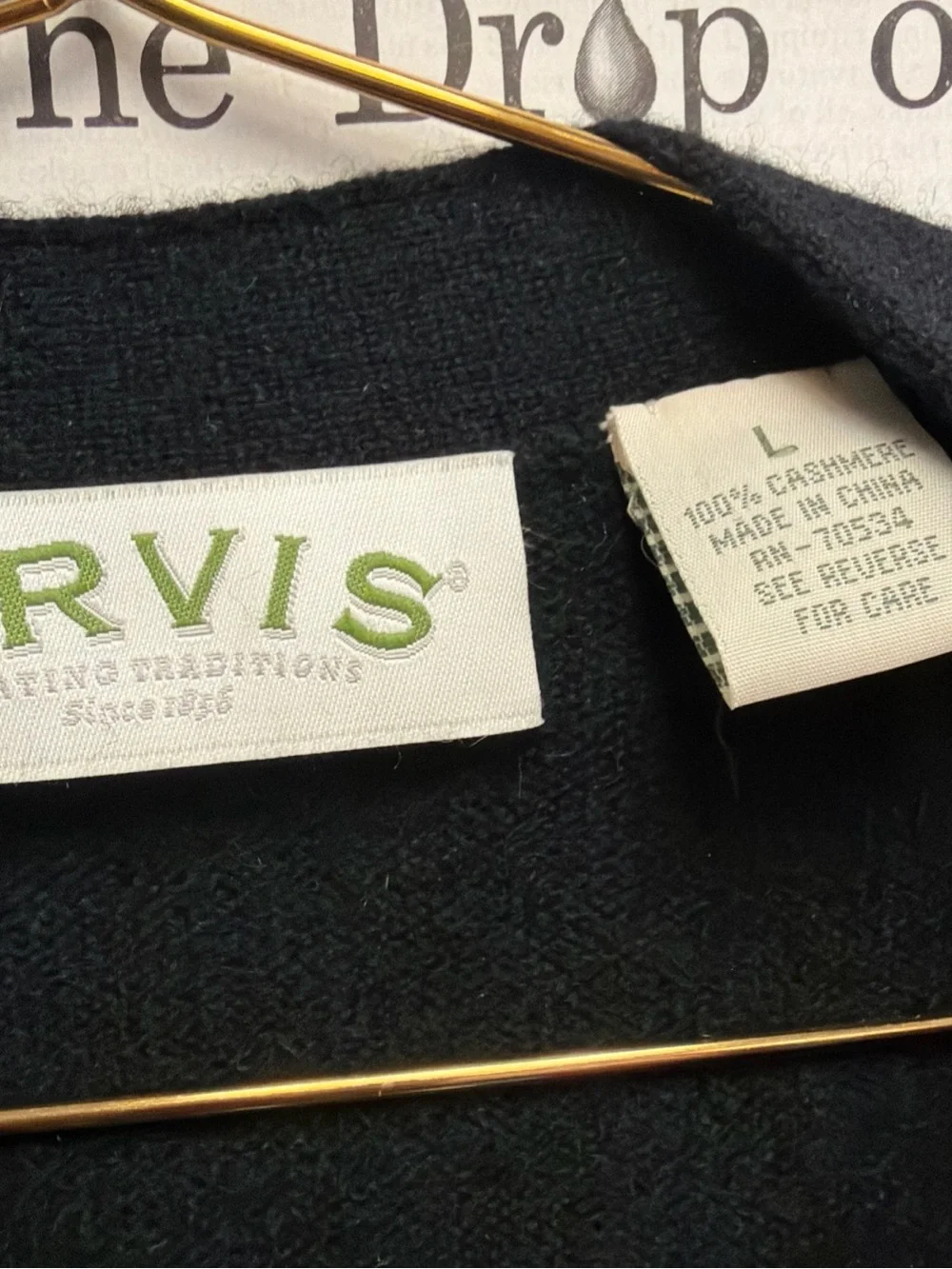 Vintage Orvis Men's 100% Cashmere Black Button-Up V-Neck Cardigan Sweater Size L