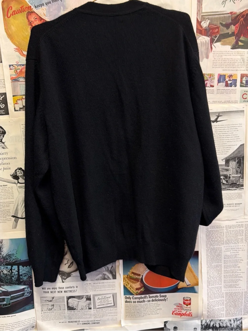 Vintage Orvis Men's 100% Cashmere Black Button-Up V-Neck Cardigan Sweater Size L
