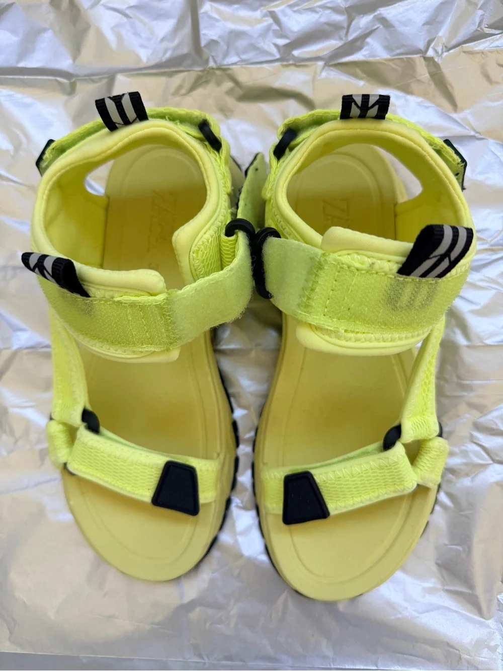 Zara Neon Yellow Adjustable Strap Sandals