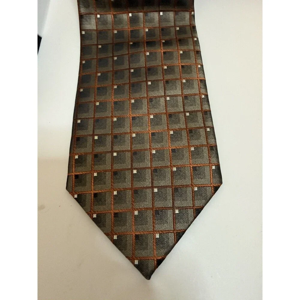 Joseph & Feiss International Silk Neck Tie Charcoal&gold Geometric 4x62 XL