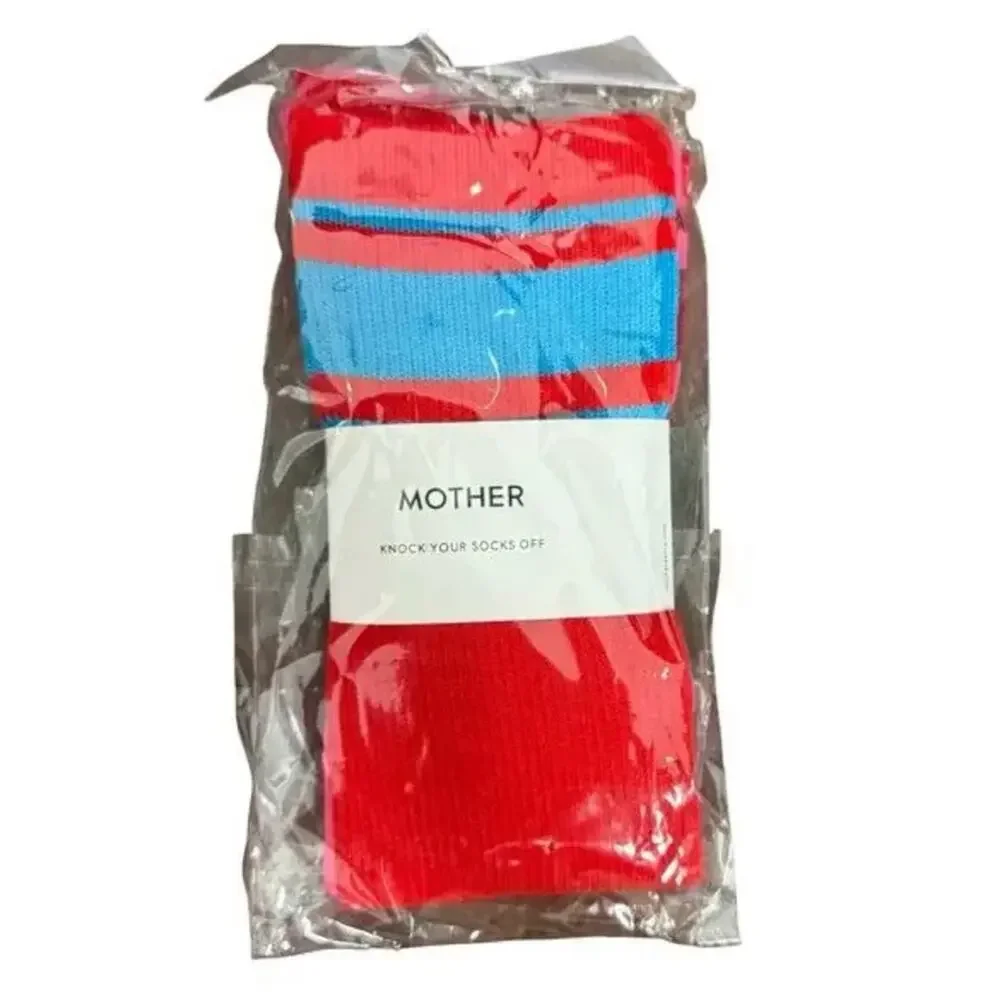 MOTHER Lost and Found The Rara Red Blue Pink Long Tube High Calf Socks OS