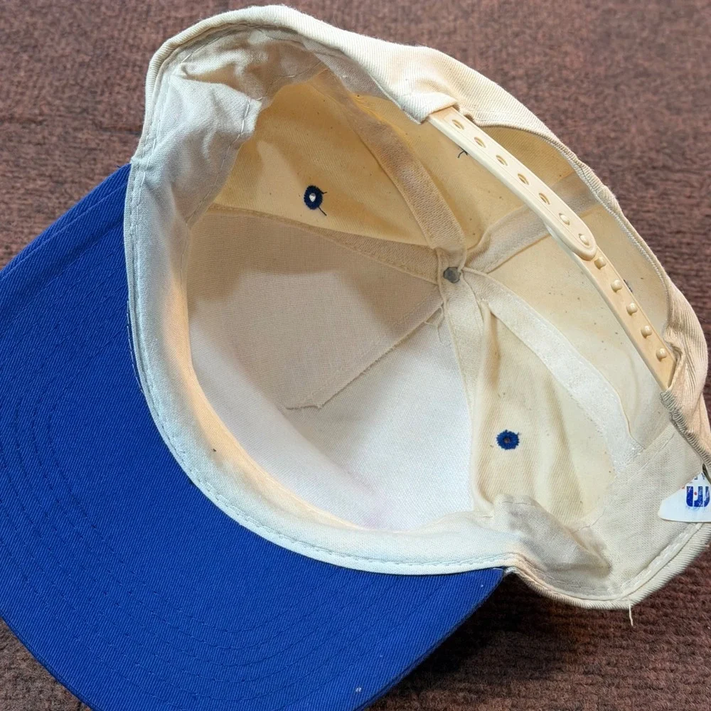 Vintage Sportsman Country Air STOL Airplane Trucker Hat Cream Blue Snapback Cap