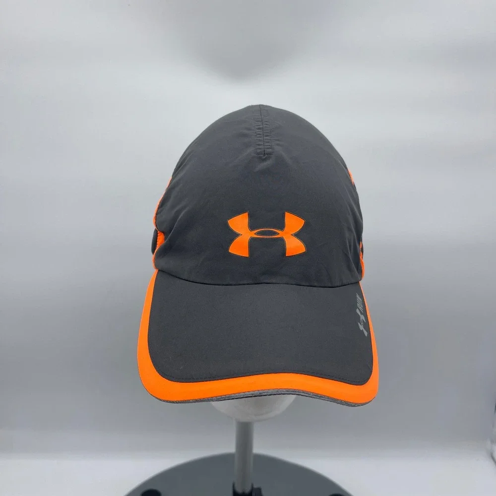 Under Armour 208824 Mens OSFA Gray Orange Running Hat HeatGear Performance Cap