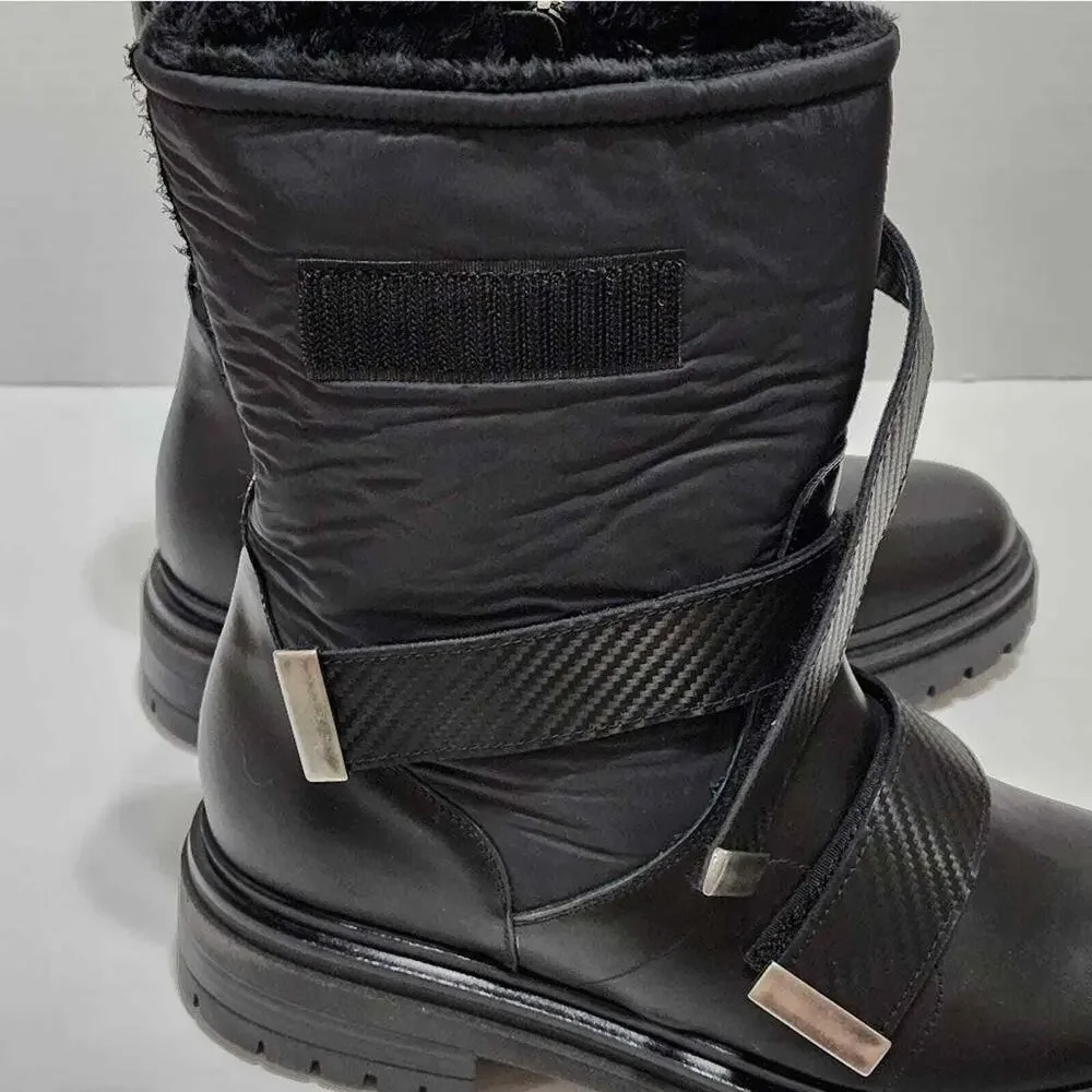MAeLo Italian Leather fur lined lug sole grunge biker moto Boots size Eu 41