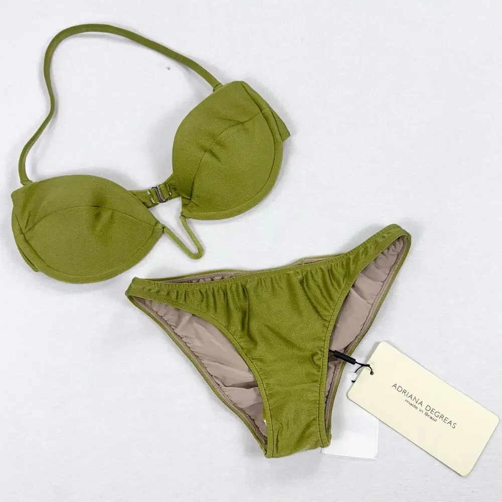 Adriana Degreas Women's Seashell Solid Strapless Bikini Set Medium Pistachio