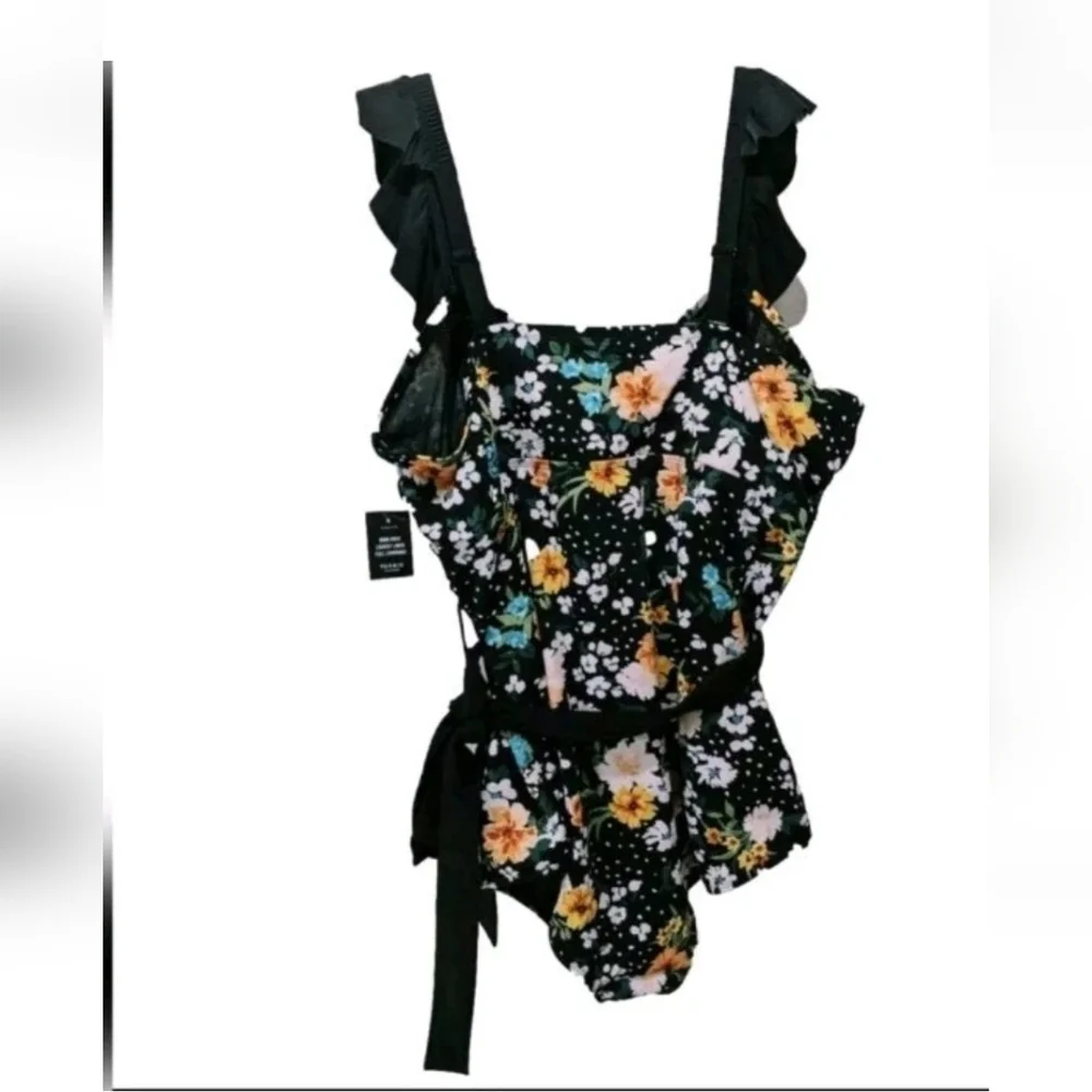 NWT Torrid 5 Wireless Bandeau Belted One Piece Swimsuit 5X 1 Pc Swim #5000