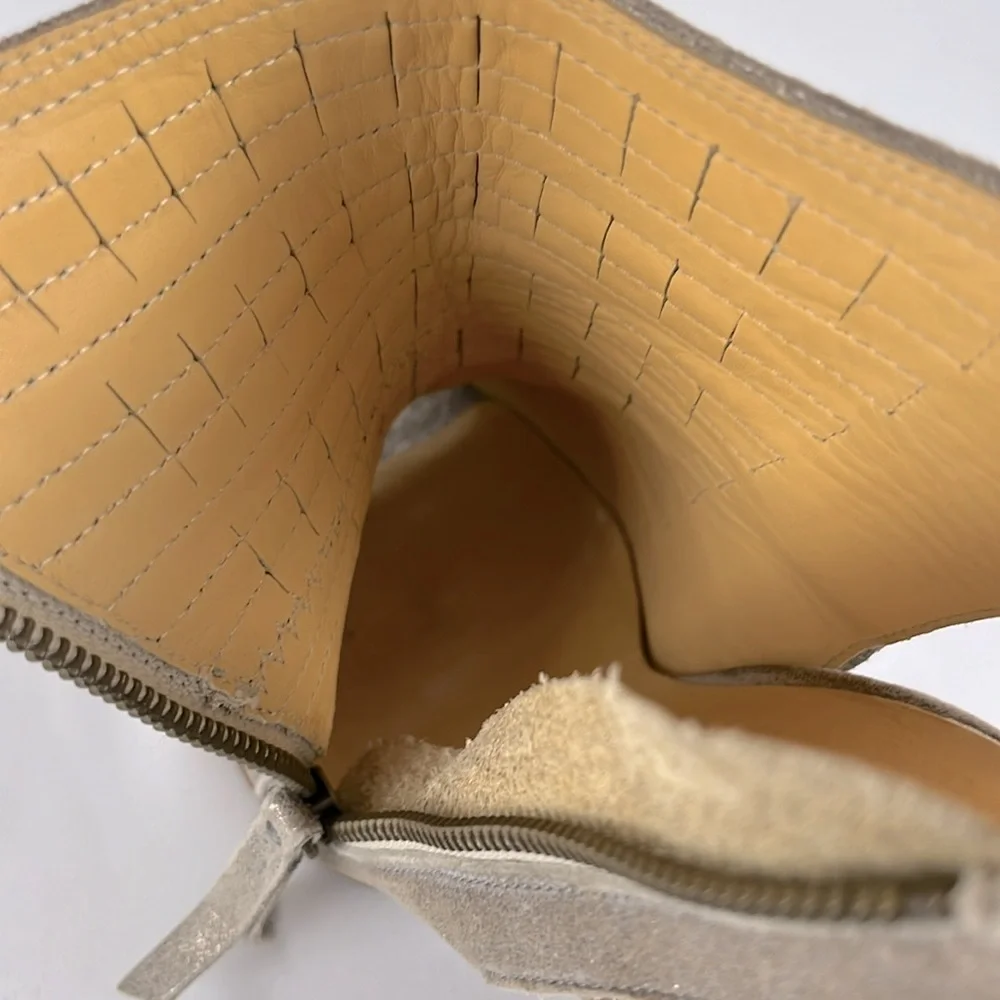 Paul Green Cayanne Peep Toe High Heel Booties SZ 9 US/SZ 6.5 UK Metallic Leather