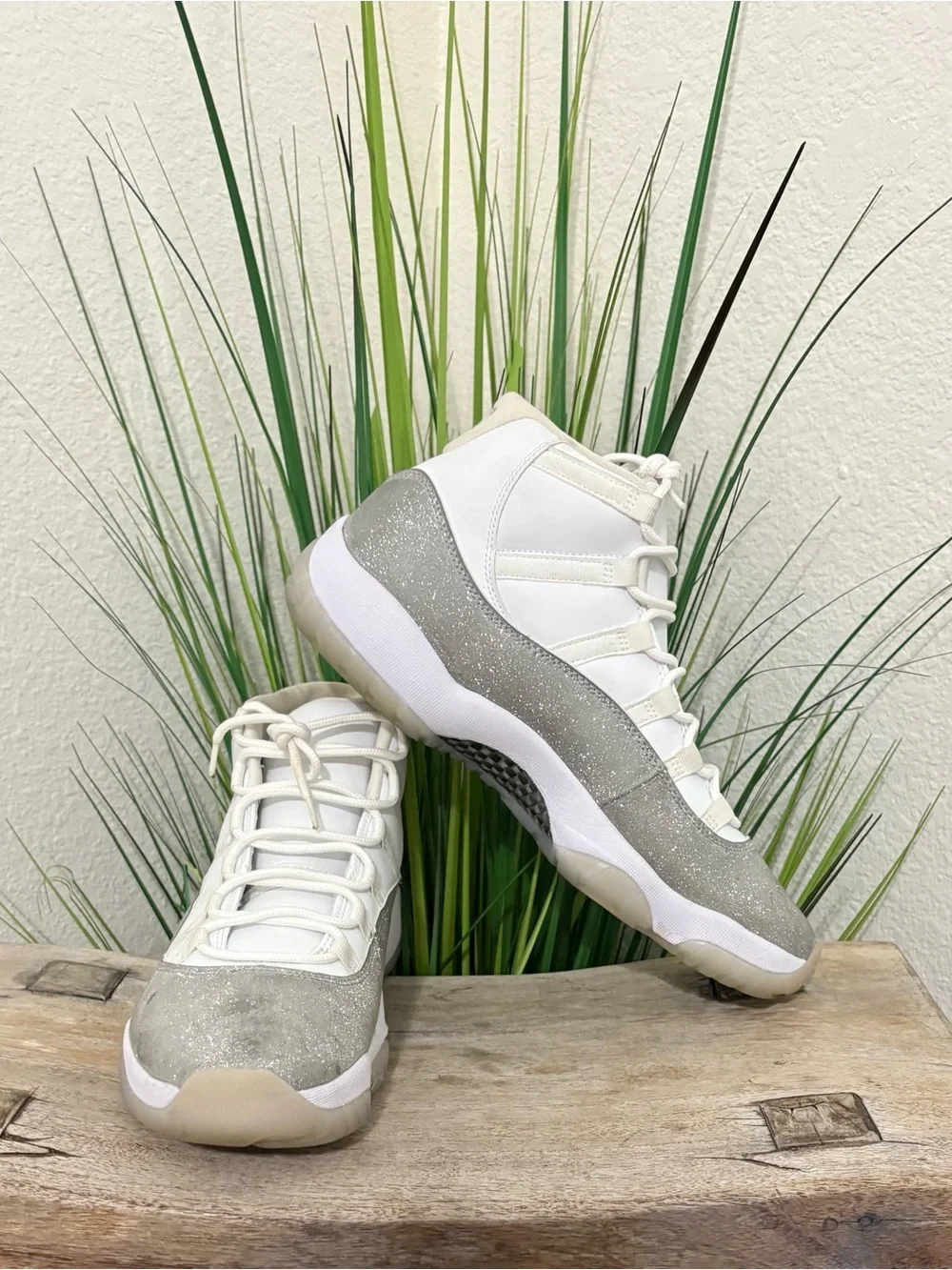 Jordan 11 White Metallic Basketball Sneakers