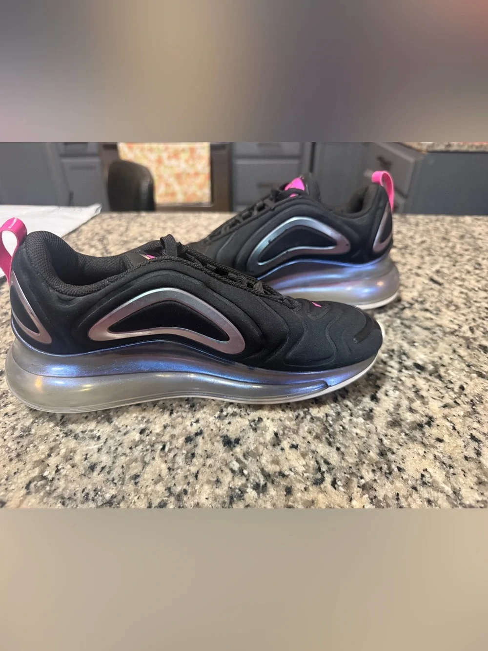 Nike Women’s Black Sneakers with Pink and Iridescent Accents