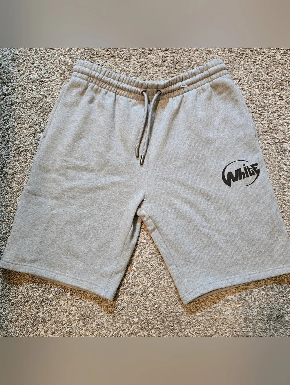 Off-White c/o Virgil Abloh Men's Light Gray Athletic Fleece Shorts with Logo