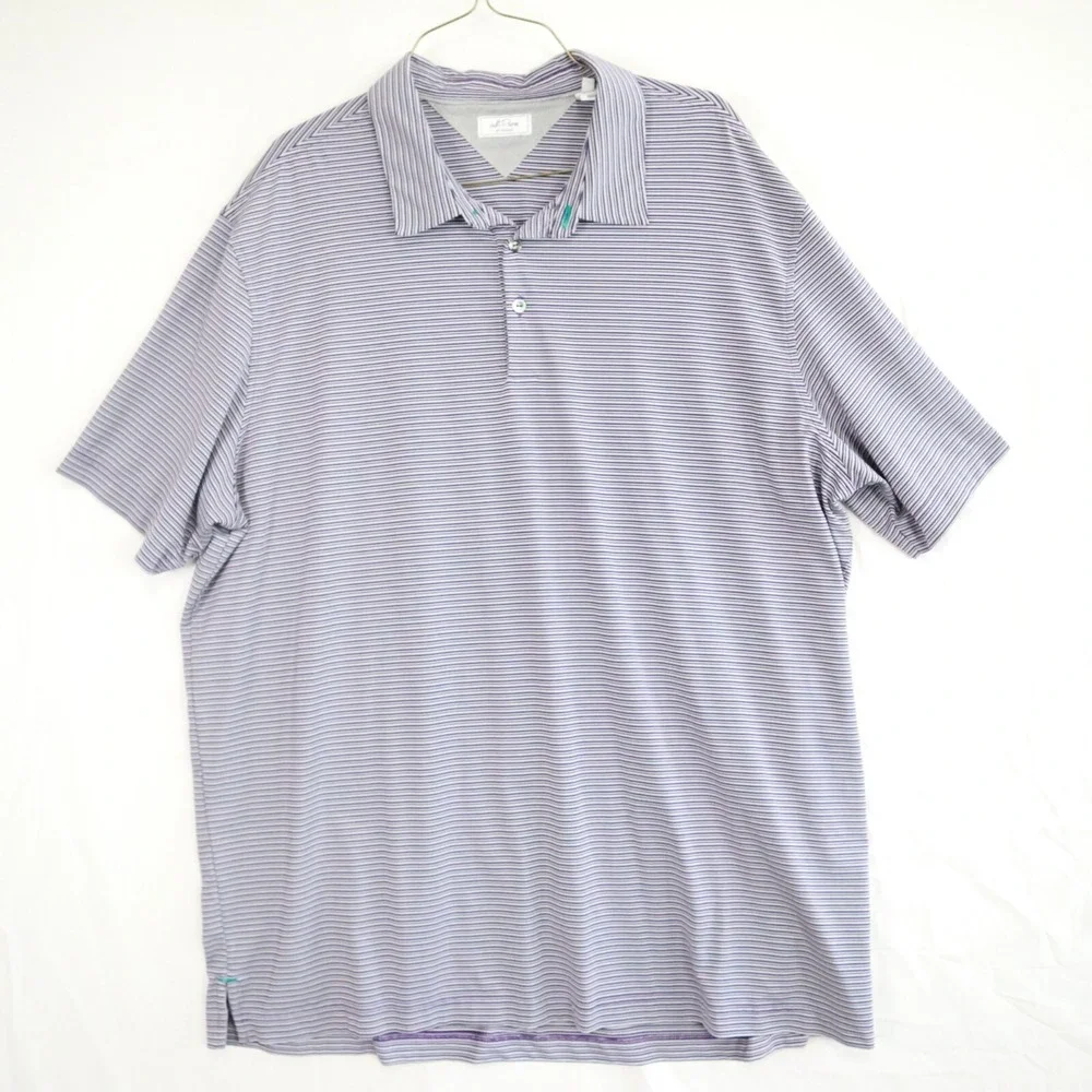 Adidas Polo Shirt Mens XL Adi Pure‎ Golf Performance Purple Striped Short Sleeve