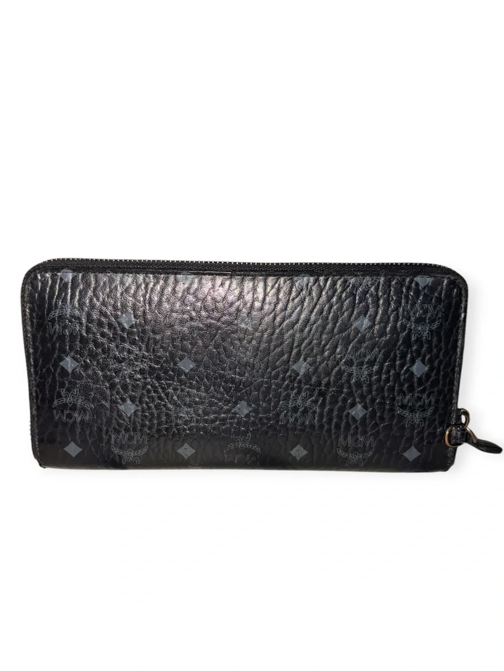 MCM Black Logo-Print Zip Wallet