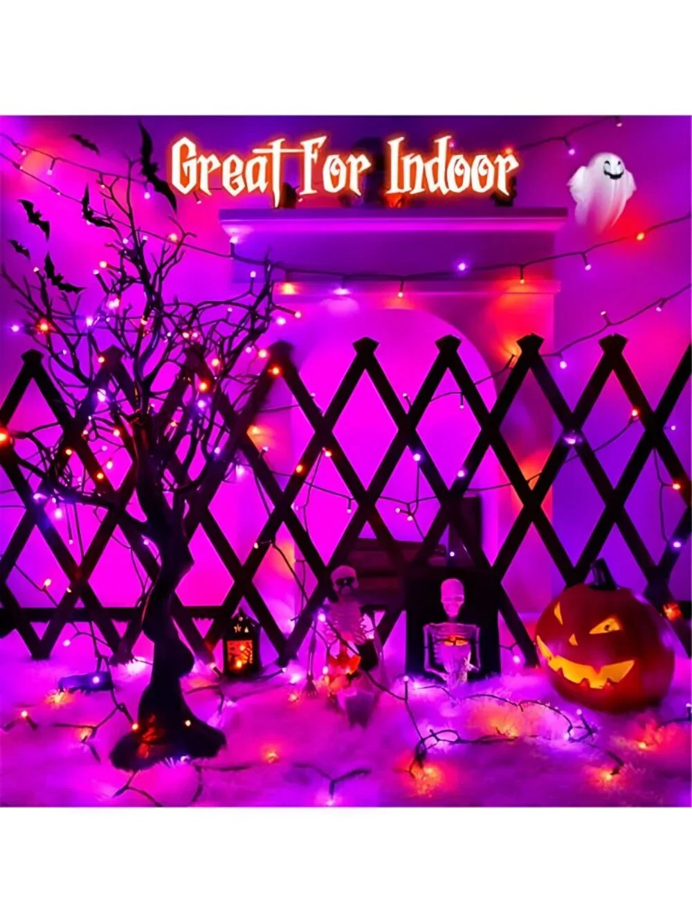 Halloween Lights String Total 100LED Battery Operated Outdoor 8 Modes with