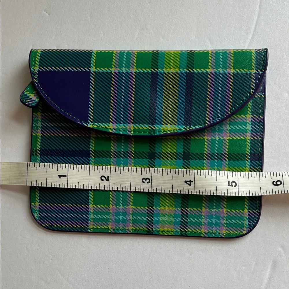 Baekgaard Tartan Wallet Coin Purse in Purple & Green with Yellow Accents
