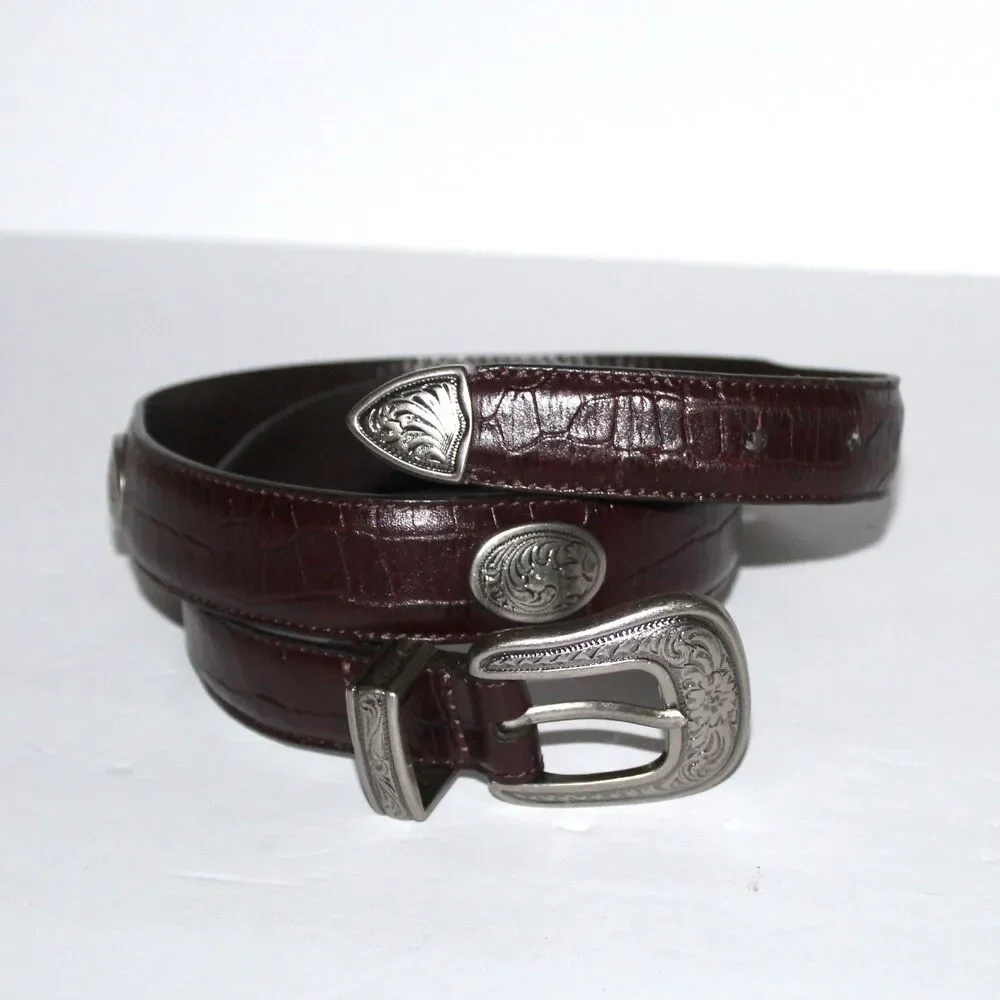 Women’s Leather Belt Small Medium 30 32 dark brown southwest western cowgirl