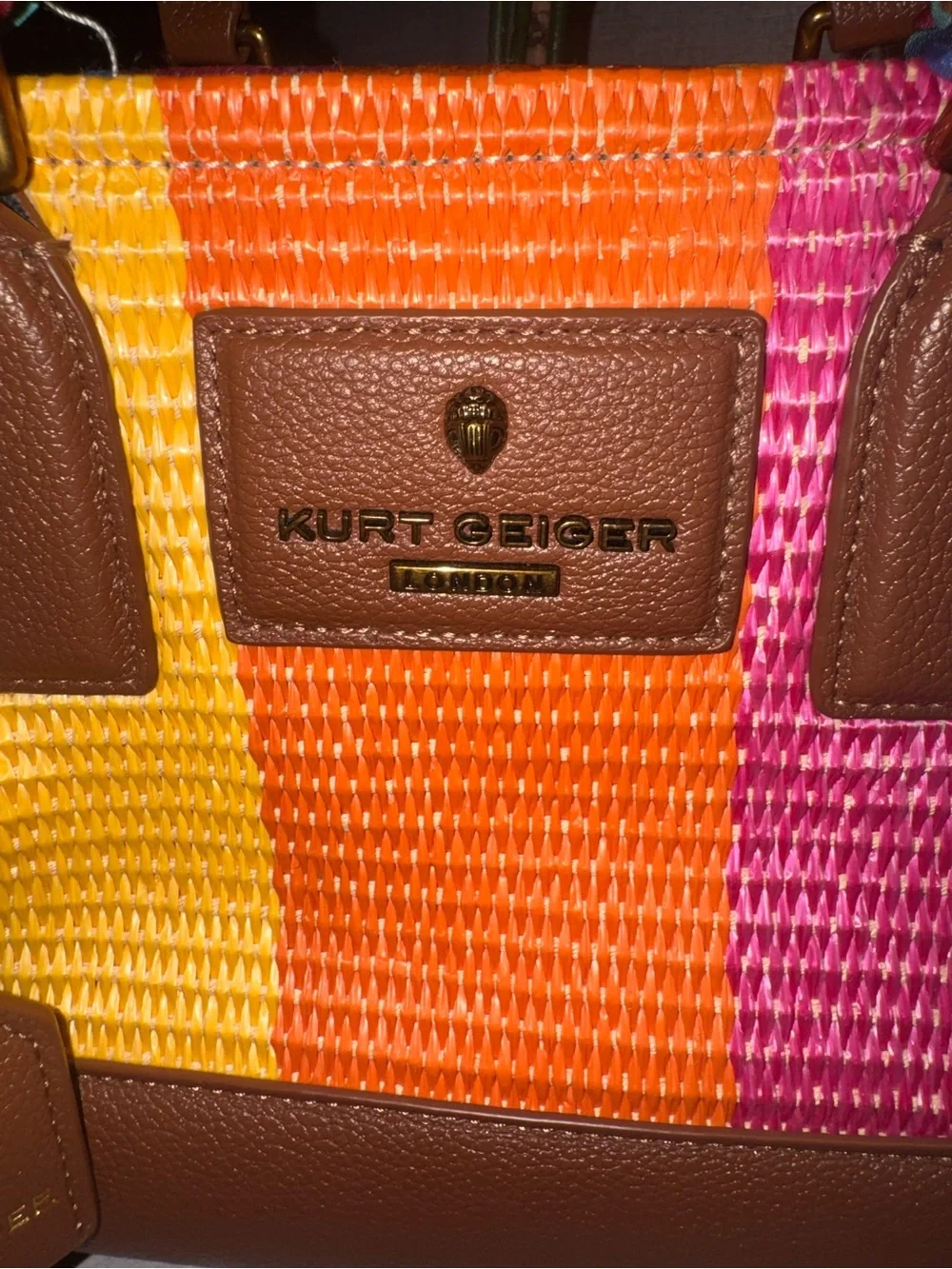 Kurt Geiger Multicolor Woven Satchel Bag Scarf Wrapped Strap&Crossbody
