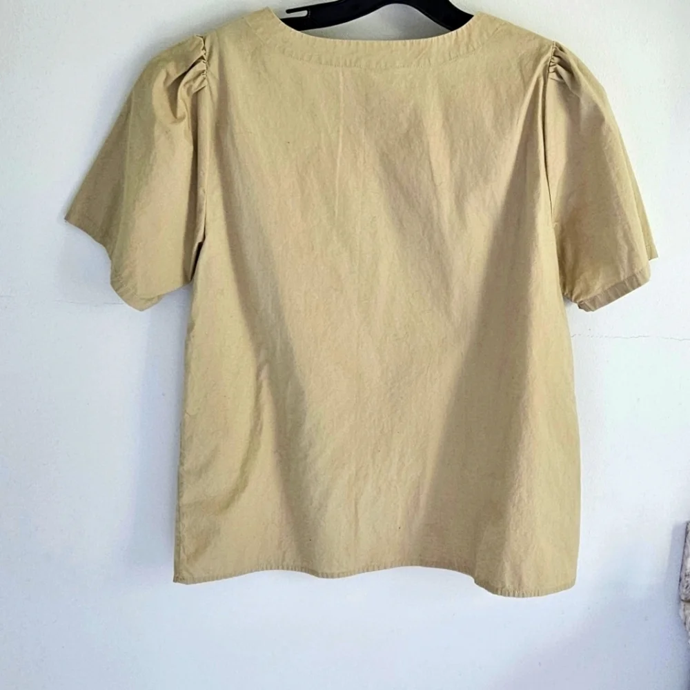 J. Crew Khaki Pullover Short Sleeve Cotton blouse