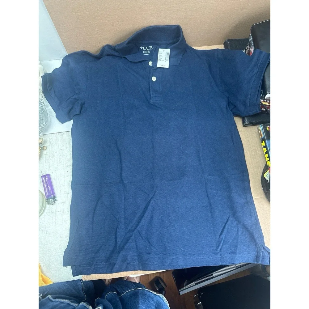 Lot of 3 The Children's Place Boys Polo Shirts XXL (16) Red Gray Navy NWT