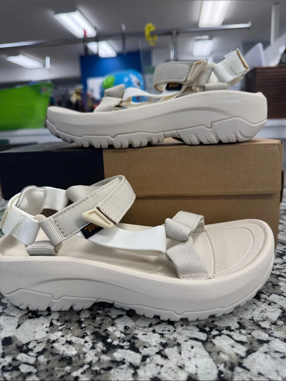 Teva Women’s Cream Platform hurricane Strappy Sandals