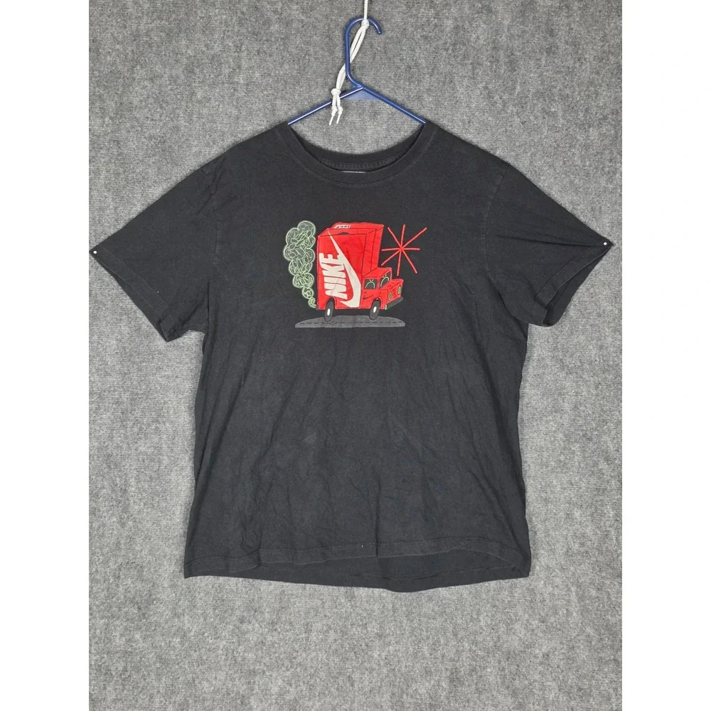 Nike Tee Black XL TIE Truck Graphic‎ Short Sleeve Mens Top