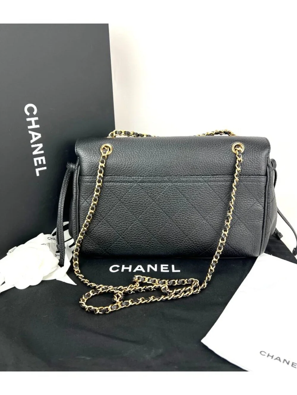 Chanel Urban Essentials Large Flap Bag Black Leather Shoulder Bag RARE