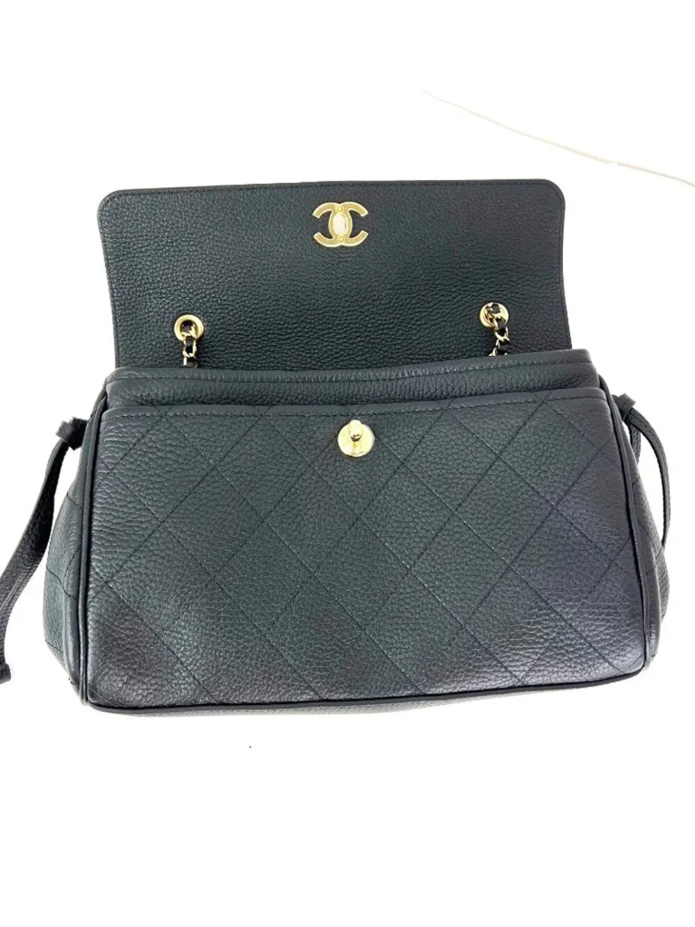 Chanel Urban Essentials Large Flap Bag Black Leather Shoulder Bag RARE