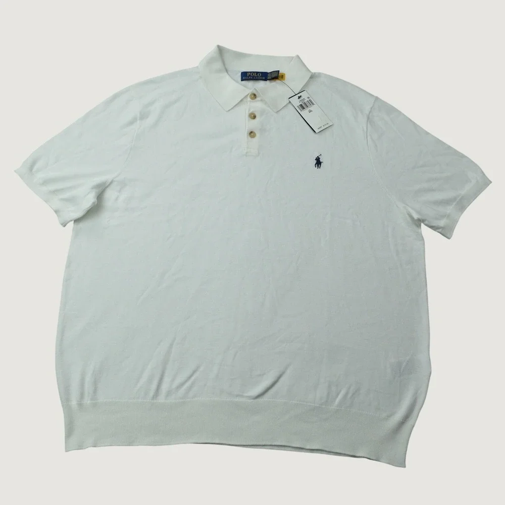 Polo Ralph Lauren Knit Shirt XXL White Cotton Classic Fit NWT Flaw MSRP $125