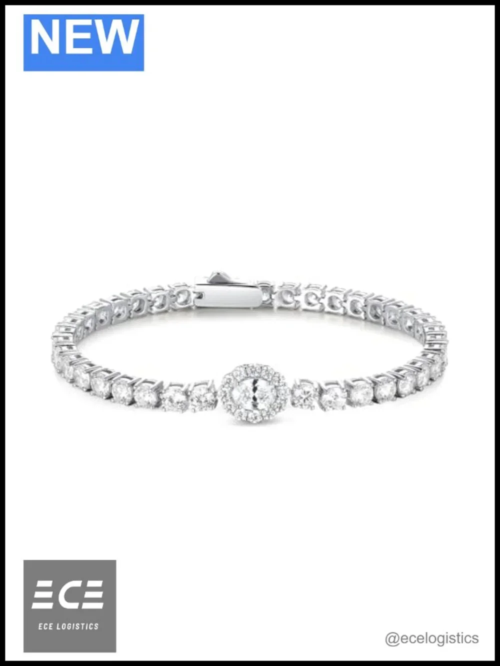 Sterling Silver Oval Halo CZ Tennis Bracelet Women's Fine Jewelry 7