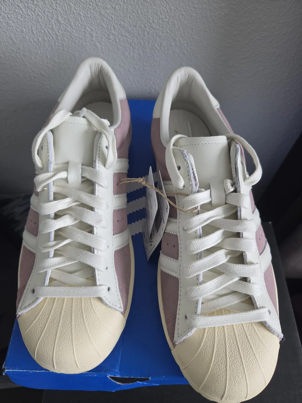NIB Adidas Superstar Vintage Suede Sneakers in Mauve and White
