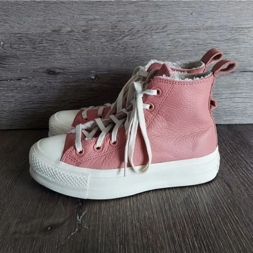 Converse Pink Chuck Taylor All Star Cozy Sherpa Platform Lift Hi Sneakers Size 6