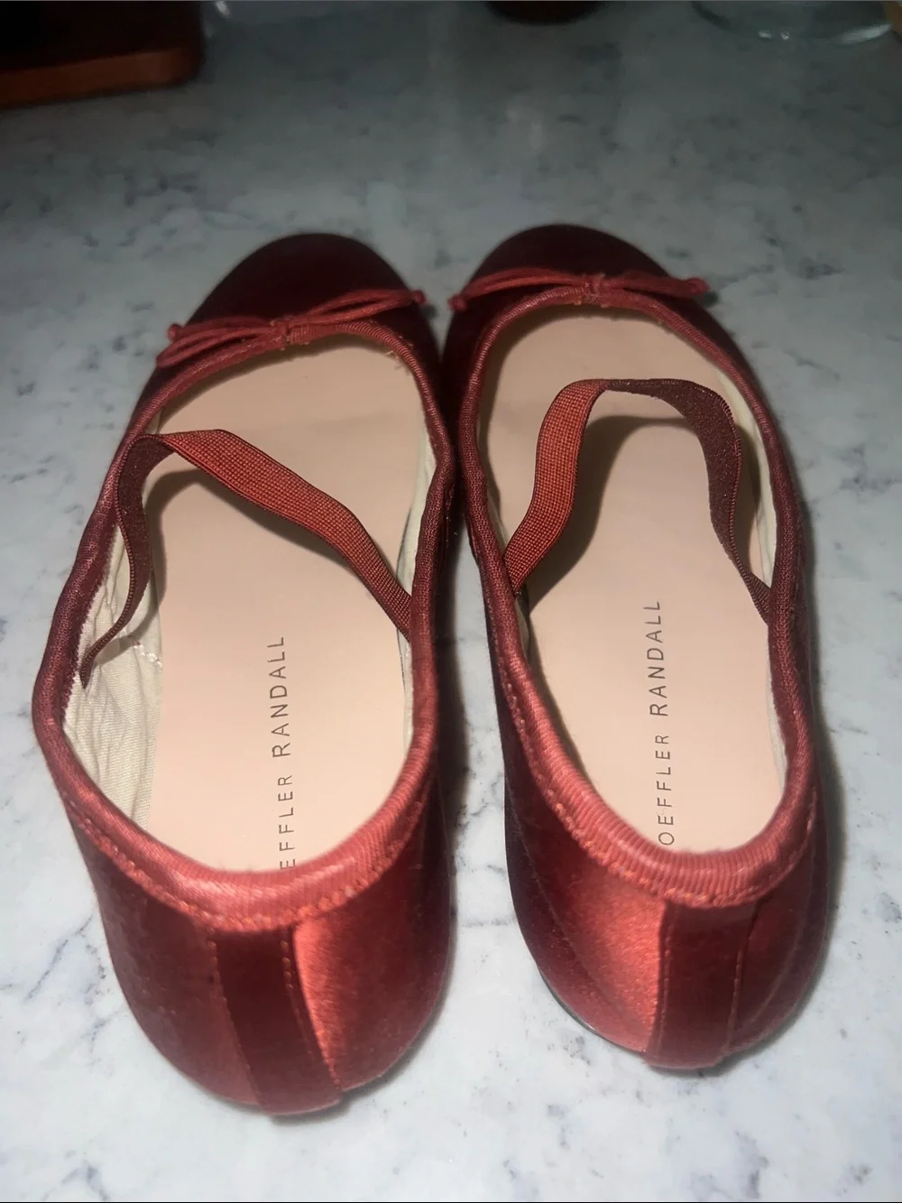 Loeffler Randall Leonie Rust-Orange Satin Mary Jane Flats
