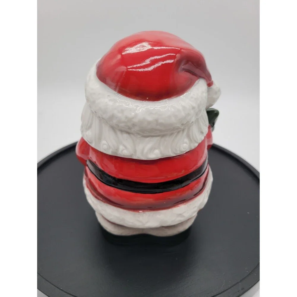 Santa Claus Ceramic Christmas Cookie Jar w/ Lid 7.5