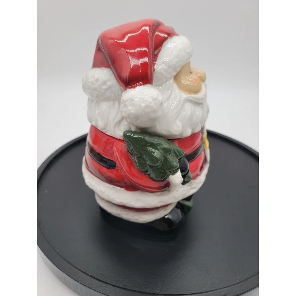 Santa Claus Ceramic Christmas Cookie Jar w/ Lid 7.5