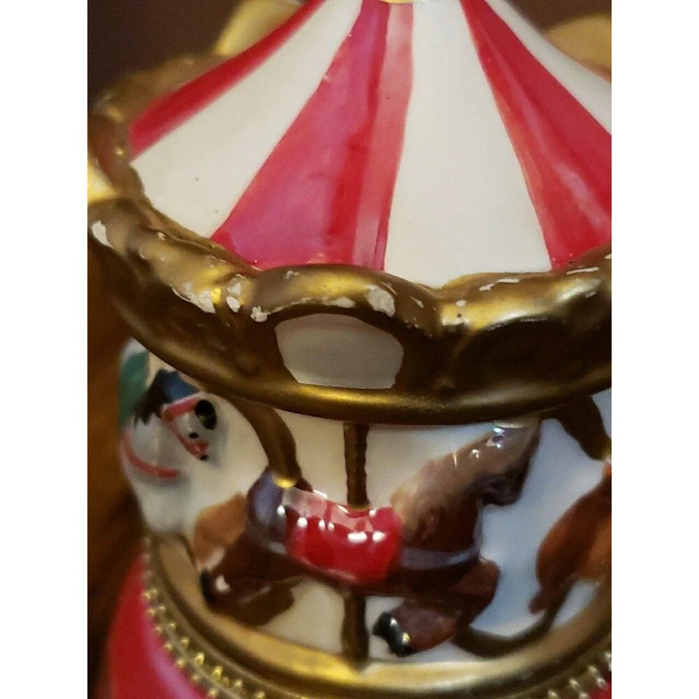 Mr. Christmas Porcelain Carousel Wind-Up Music Box 