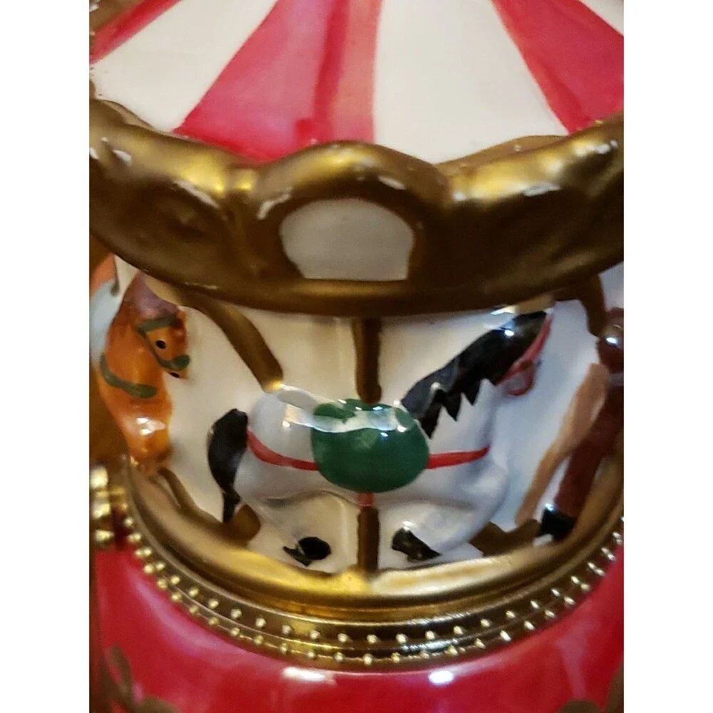 Mr. Christmas Porcelain Carousel Wind-Up Music Box 