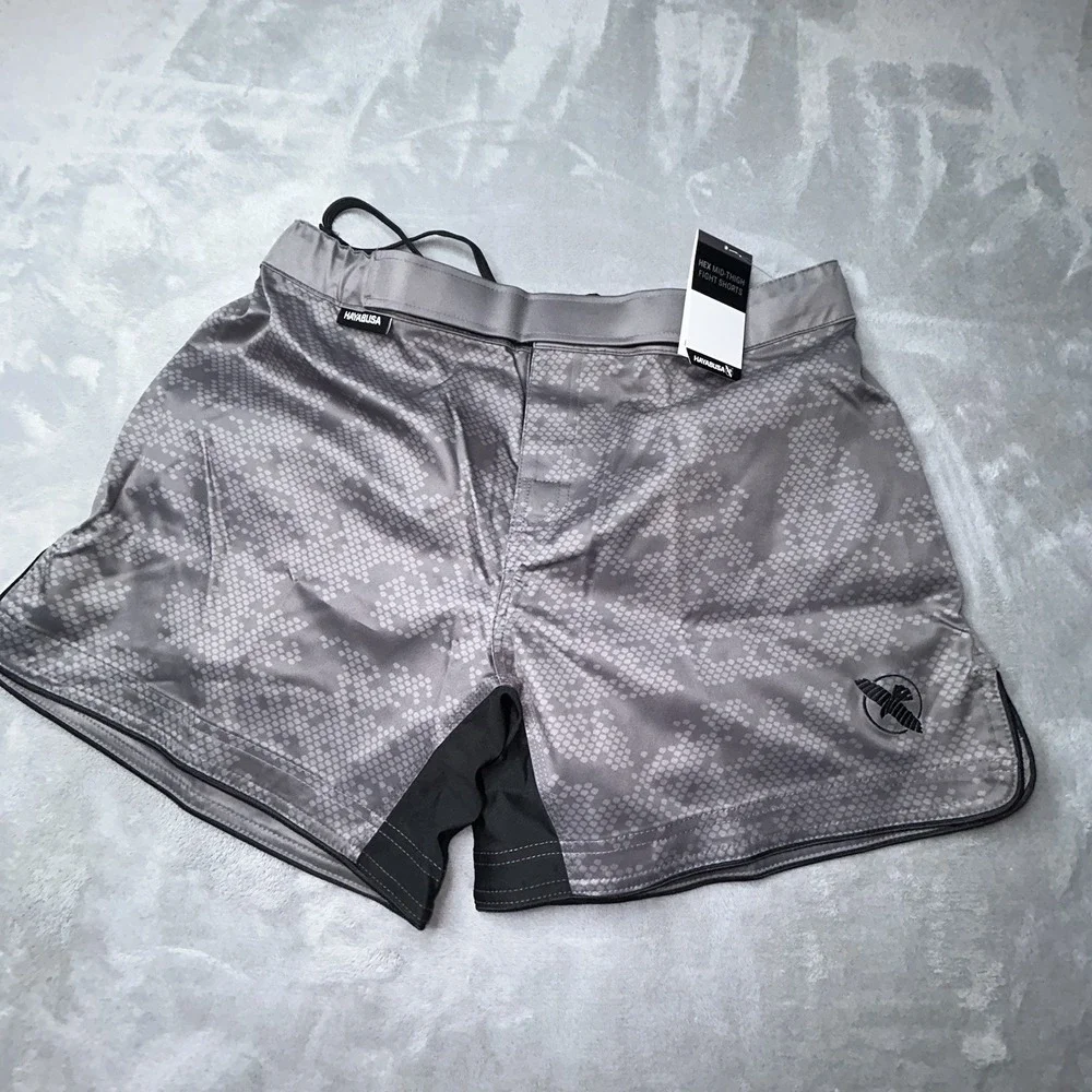 Hayabusa Hex Mid Thigh Fight Shorts Mens XL Gray MMA Training Athletic NWT