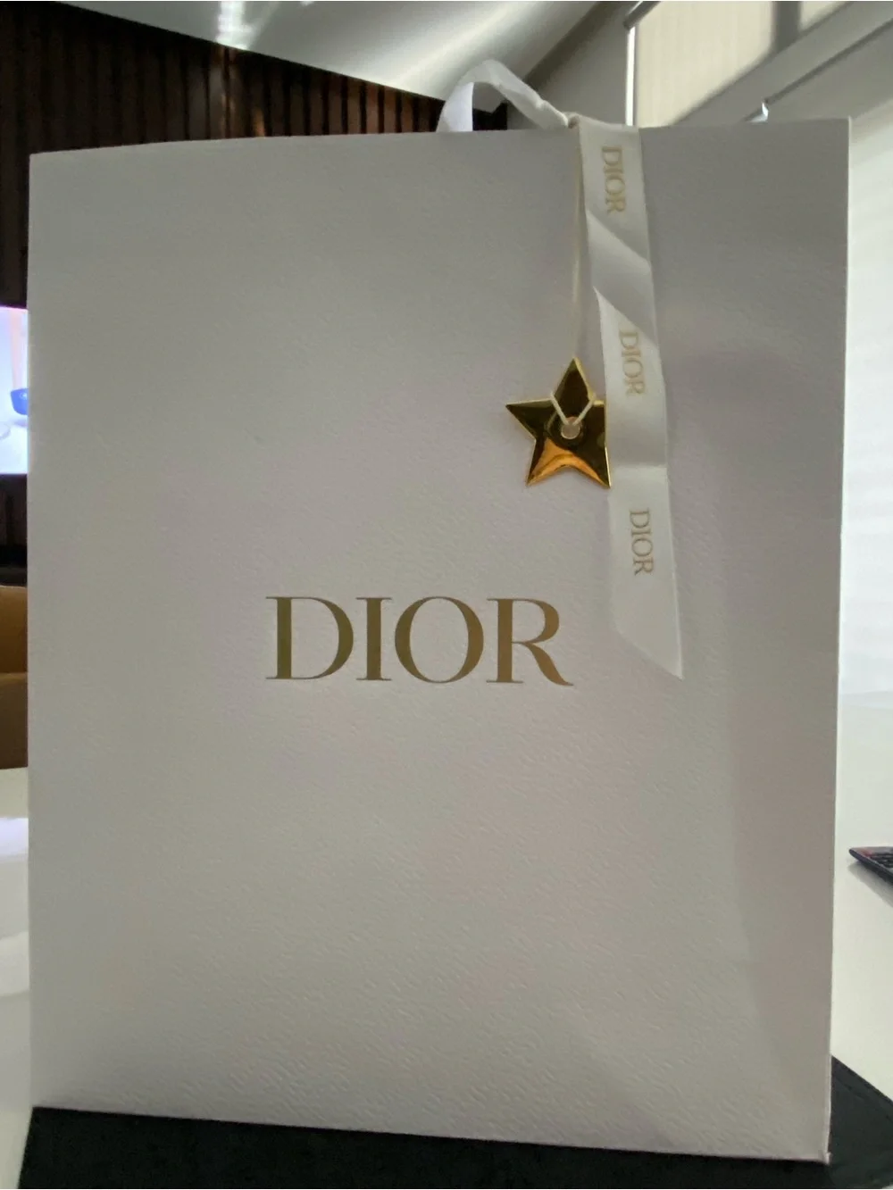 Dior White and Gold paper shopping bag