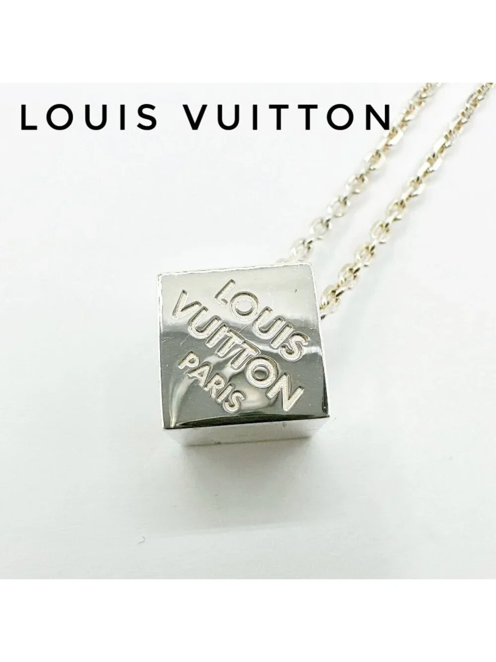 Louis Vuitton Necklace LV Cube Silver