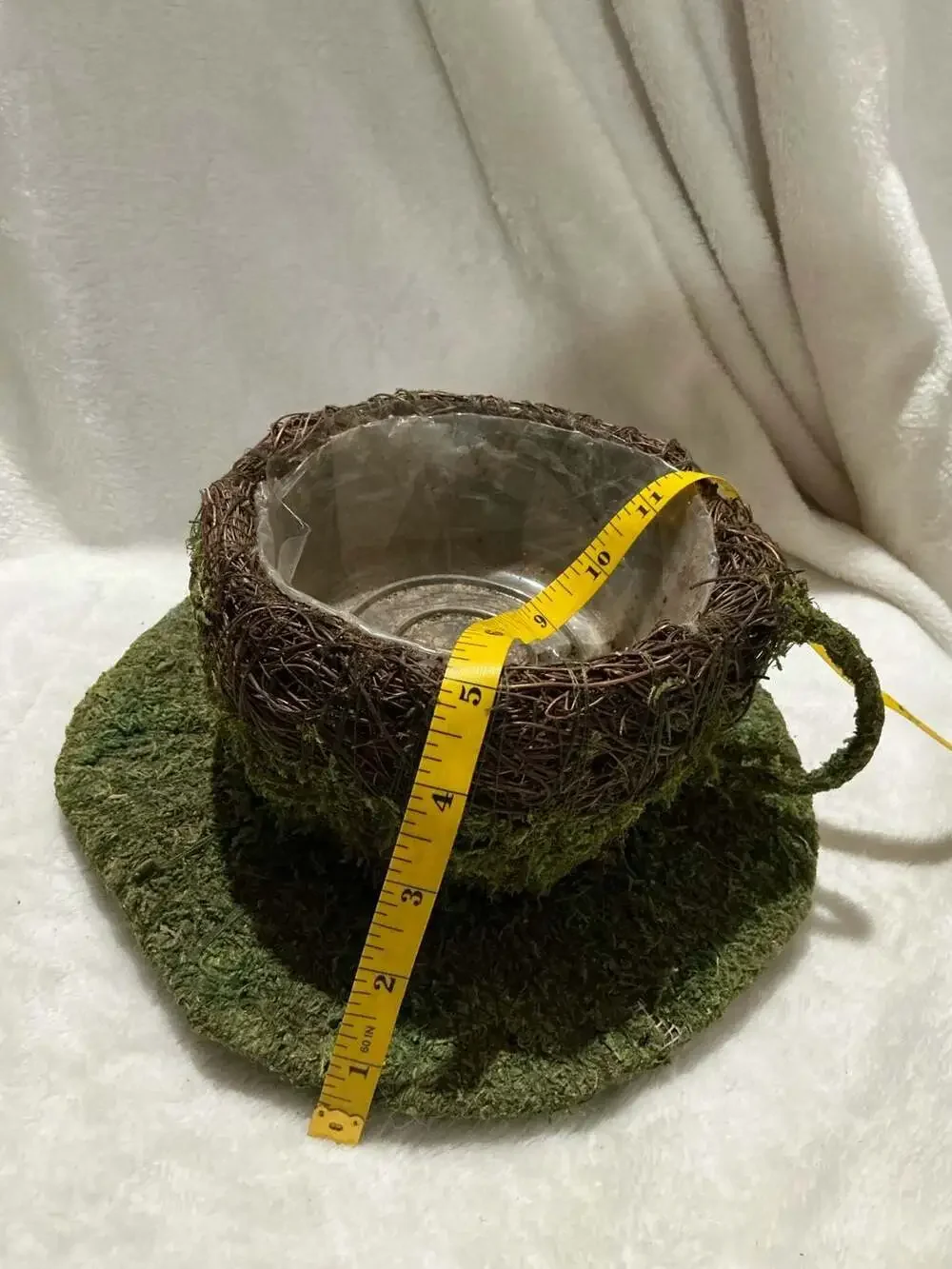 Fairy Garden Tea Cup Planter Moss Twig Container